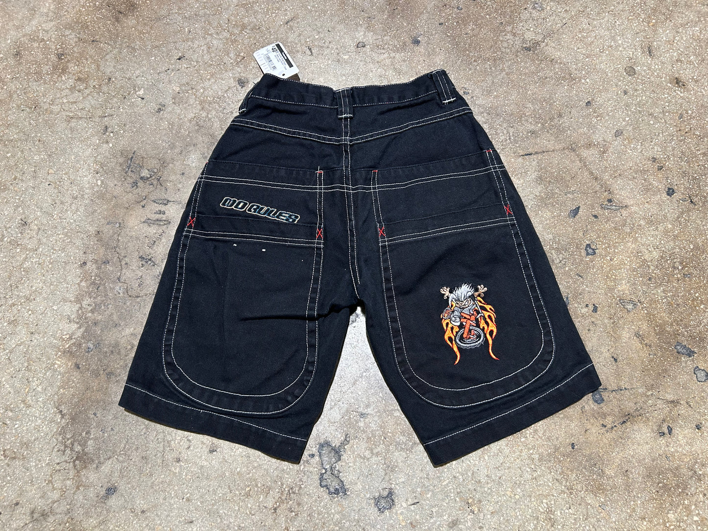 Kids No Rules Baggy Skater Jean Shorts - Black Size 8 Years
