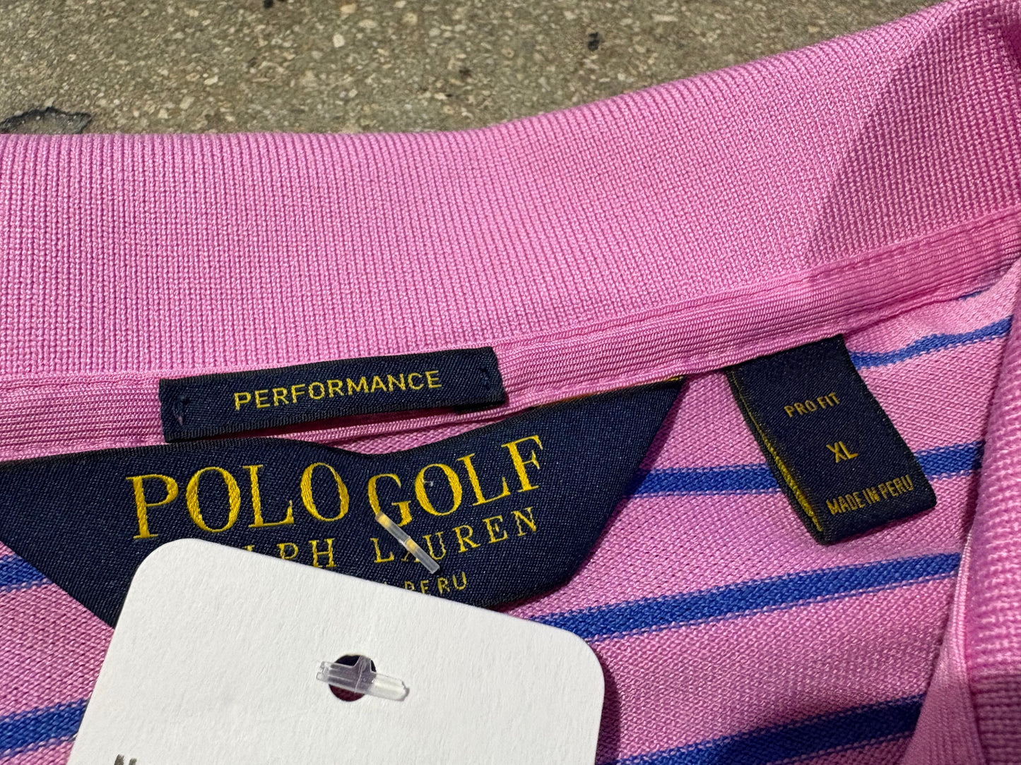 Polo Golf Stripped Polo Shirt - Pink Size Large