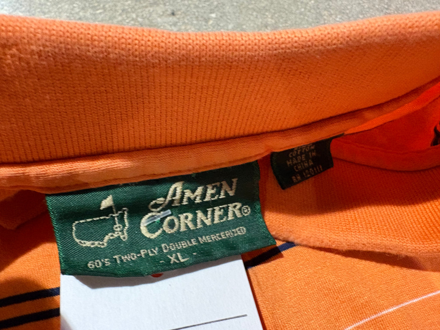 Masters Amen Corner Stripped Golf Polo Shirt - Orange Size XL