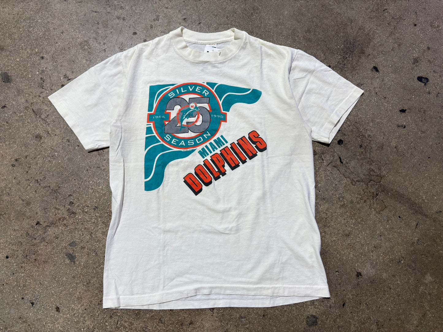1990 Miami Dolphins Silver Season Tee - White Size Large