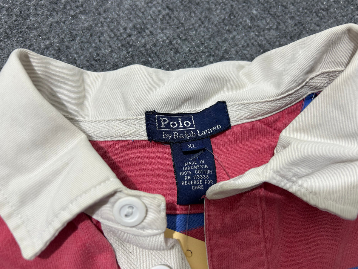 Kids Ralph Lauren Stripped Rugby - Pink/Blue Size XL