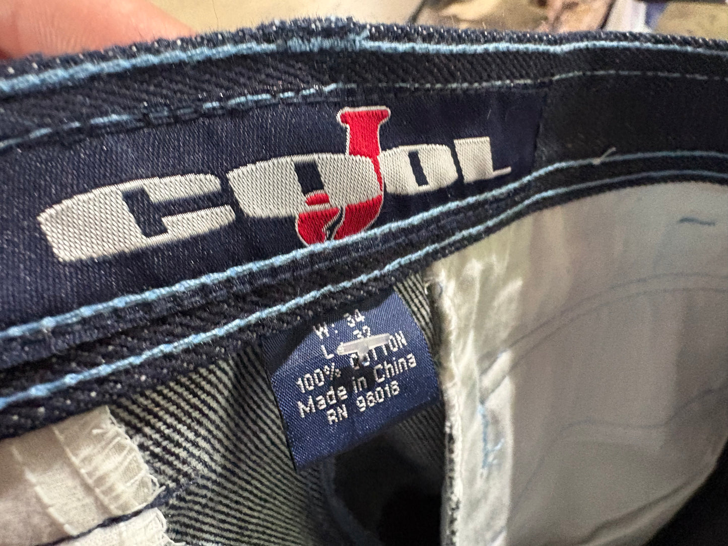 Y2K Cool J Cartoon Cargo Jeans - Navy Size 34 x 32