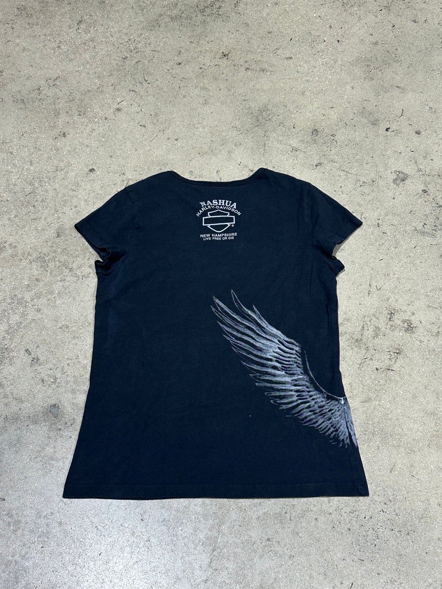 Women's 2008 Harley Davidson Wing Tee - Black Size Small