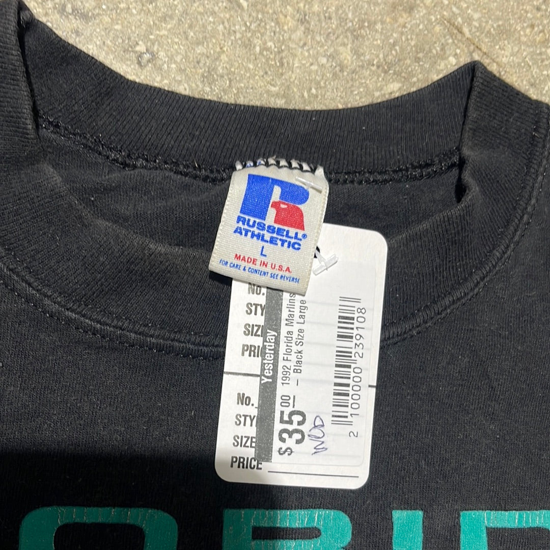 1992 Florida Marlins Tee - Black Size Large