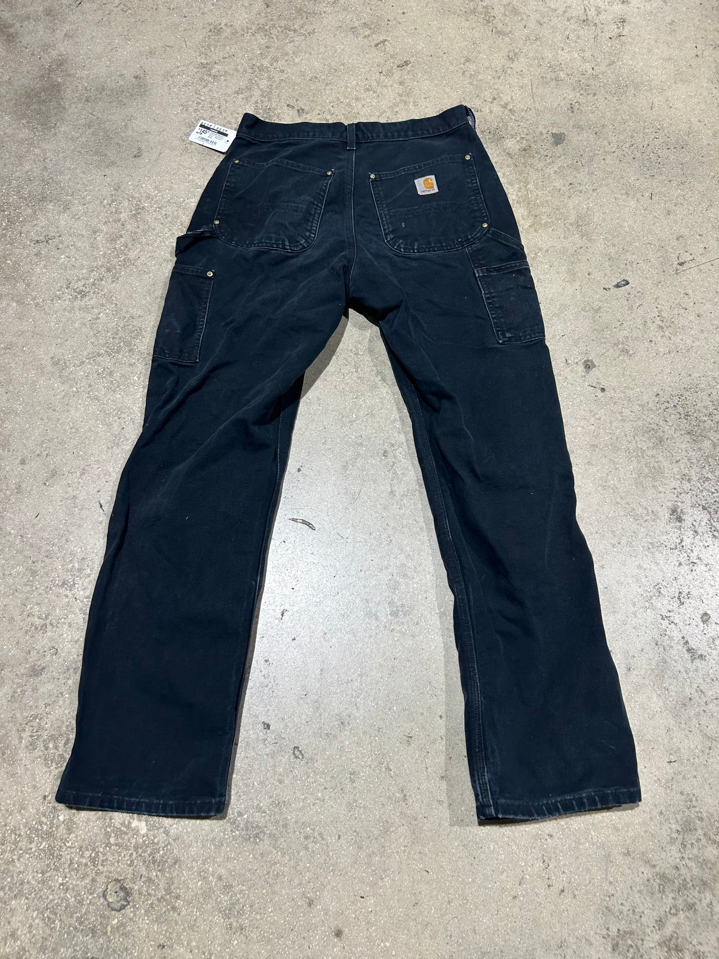 Distressed/Bleached Carhartt Double Knee Pants - Black Size 30x30
