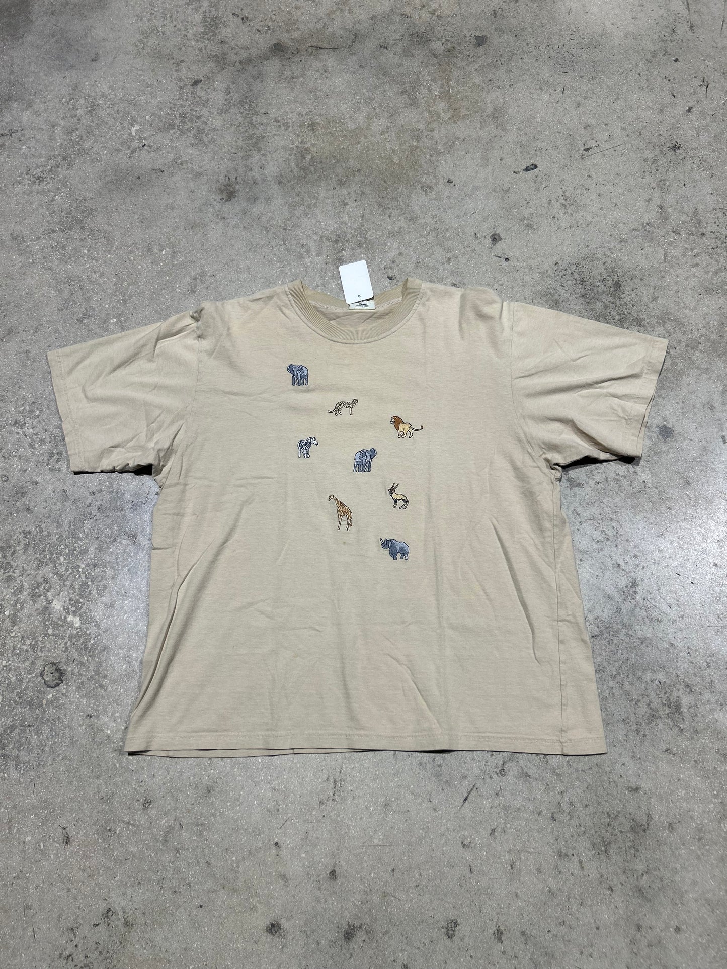 90s Animal Tee - Beige Size Large
