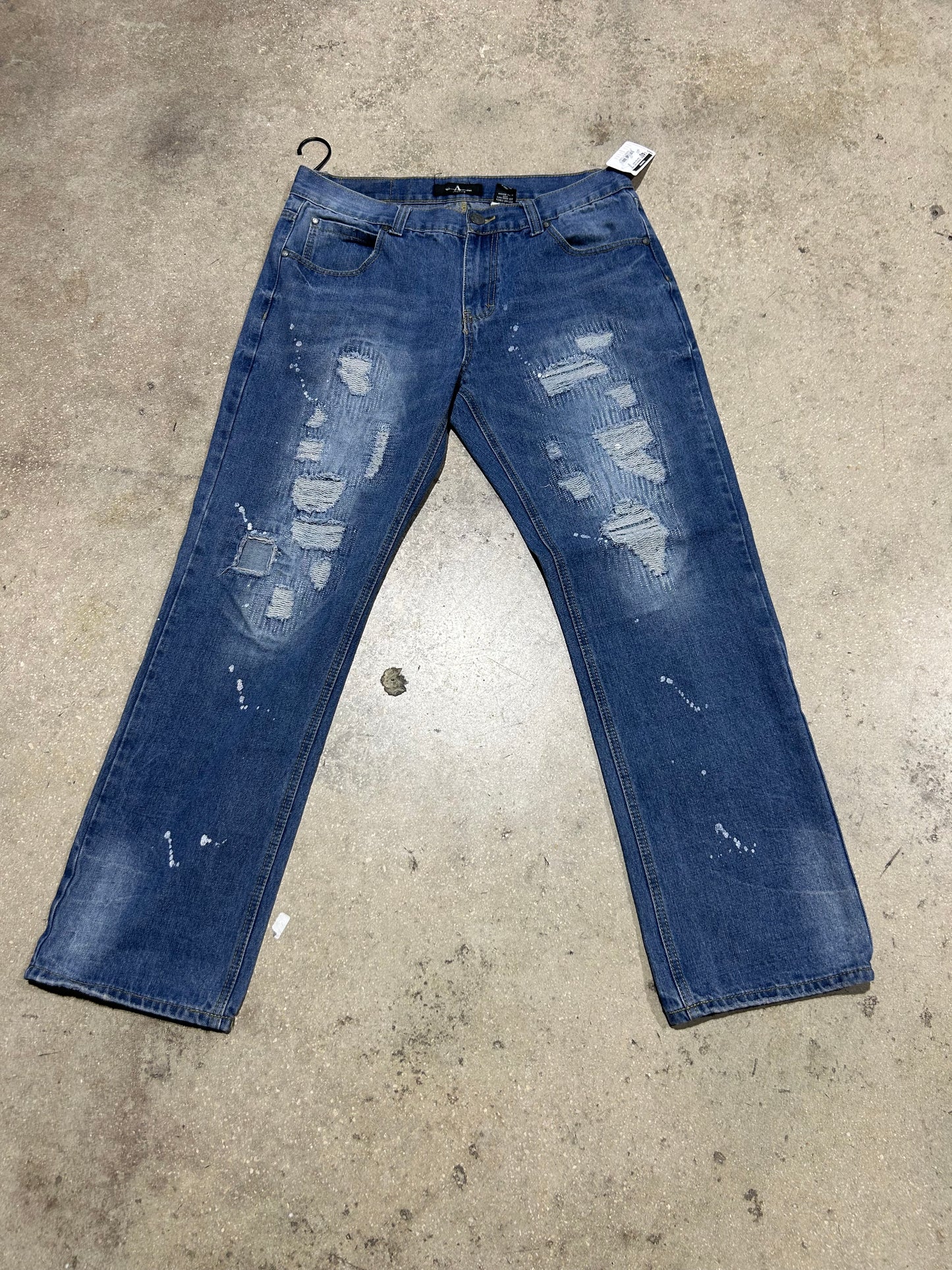 Distressed Agde Jeans - Blue Size 36x32