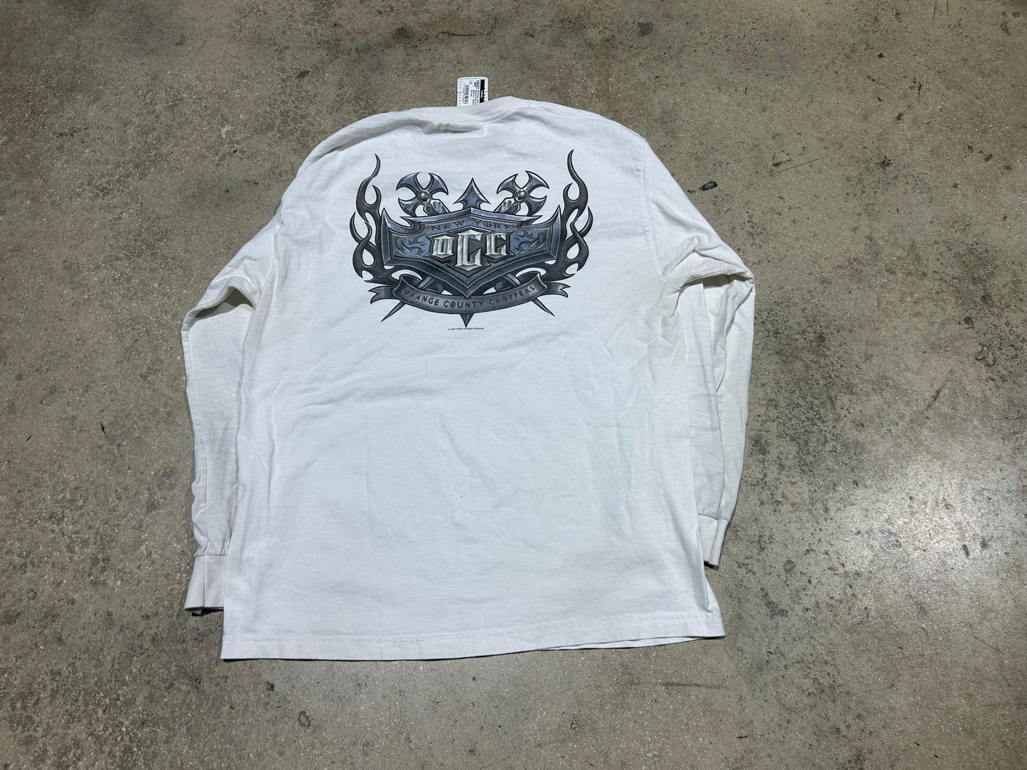 2003 Orange County Choppers Chrome Long Sleeve Tee - White/Silver Size Large