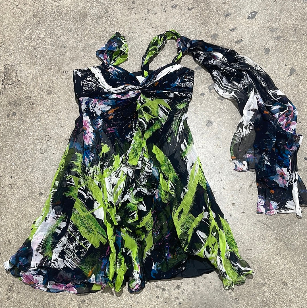 WMNS Alberto Makali Silk Dress - Green/Multi
