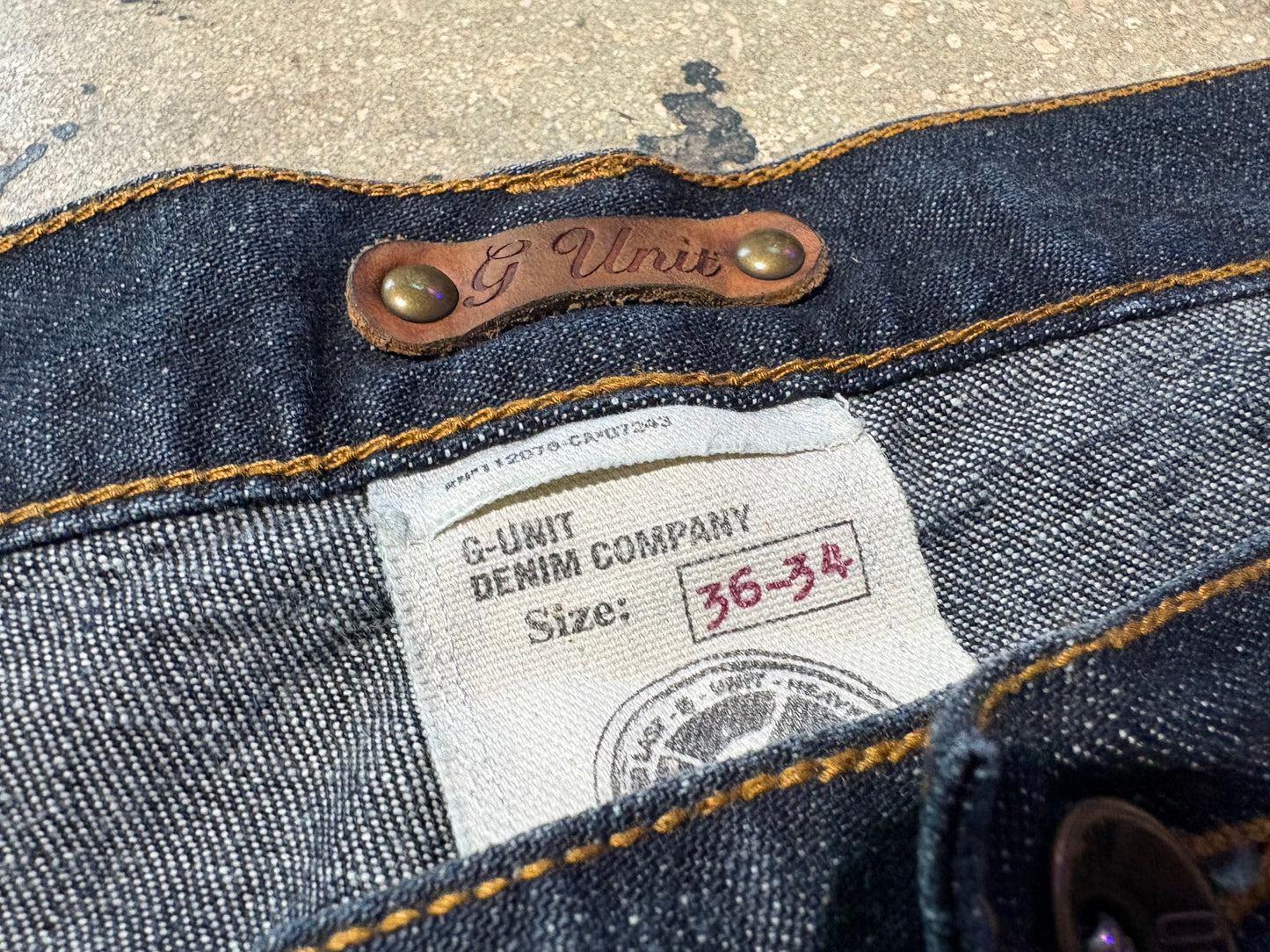 G Unit Baggy Wide Leg Raw Denim Jeans - Navy Size 36 x 34