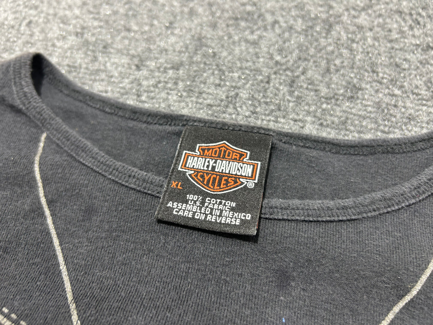 WMNS Harley Davidson Leather Jacket Print Long Sleeve - Black size XL