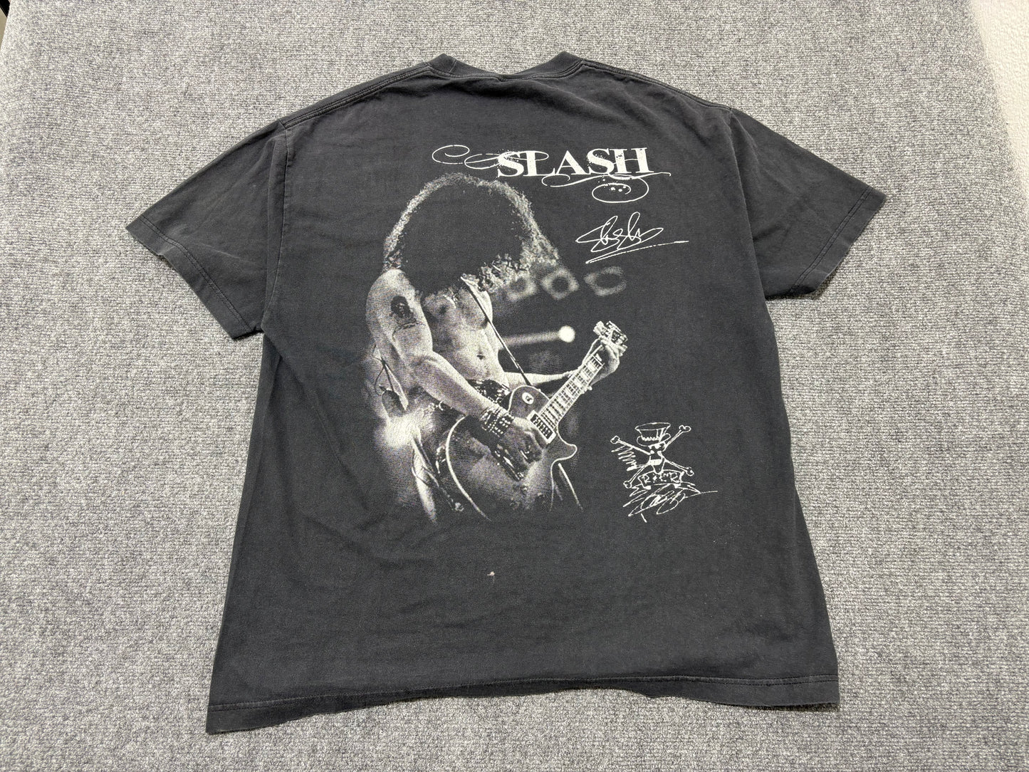 Slash Skull Face Embroidered Tee - Black Size XL