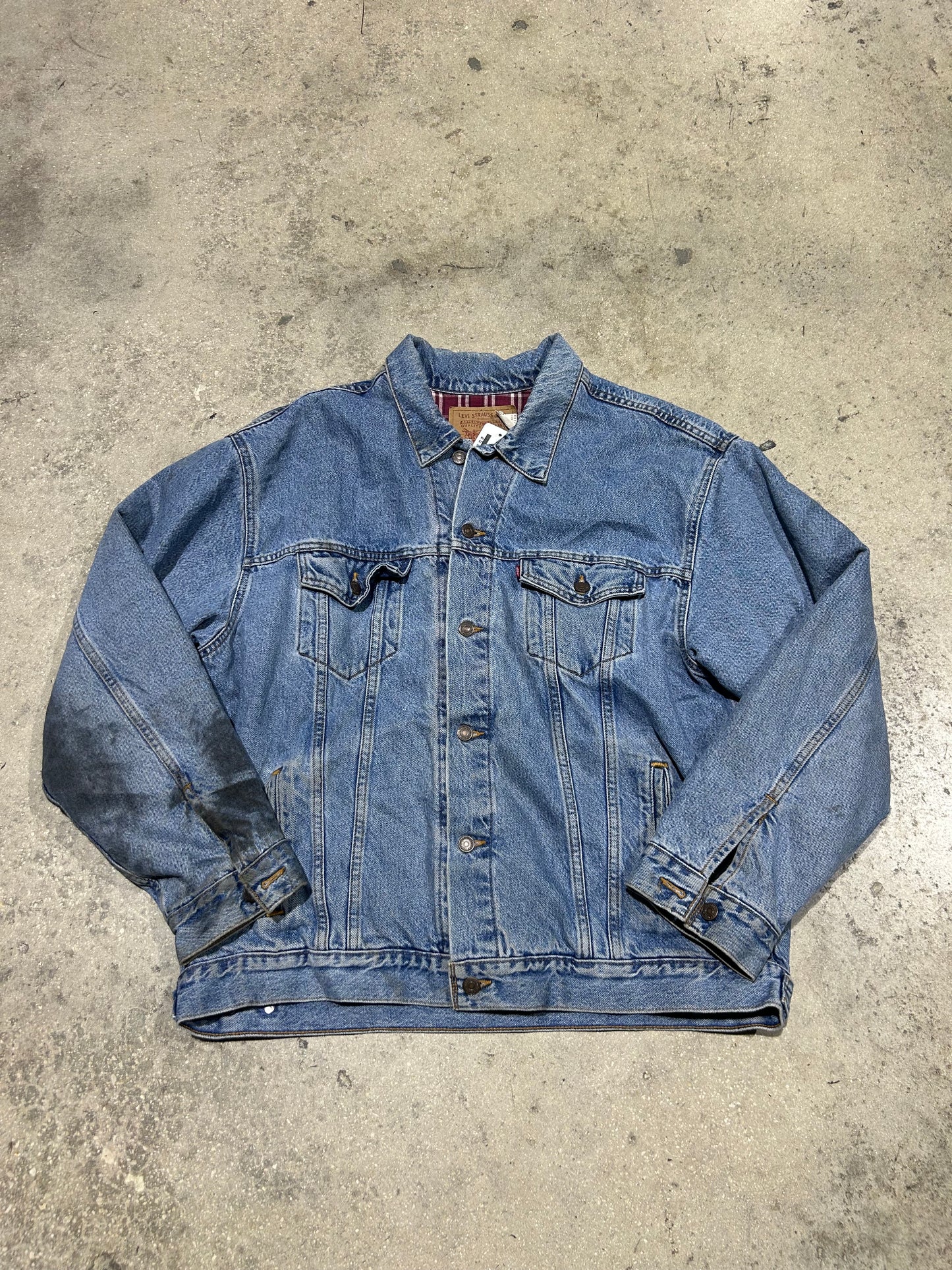 90s Levis Plaid Liner Denim Jacket Size XL