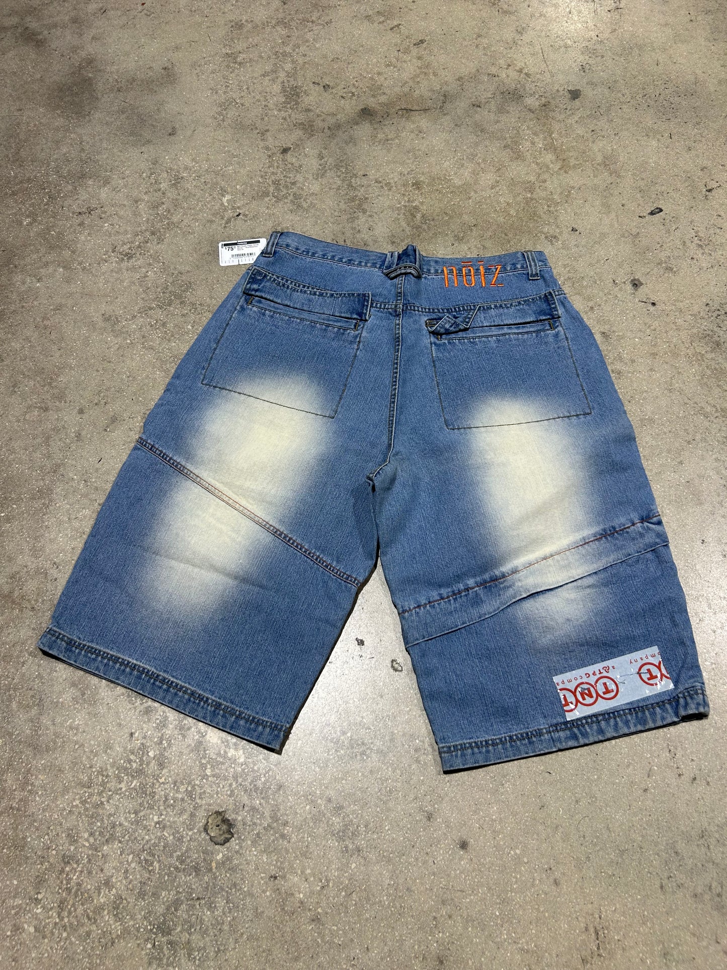 Noiz Sipper Pocket Denim Shorts - Blue/Bleached Size 34