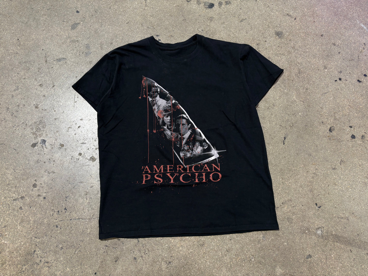 American Psycho Knife Movie Cover Tee - Black Size Medium