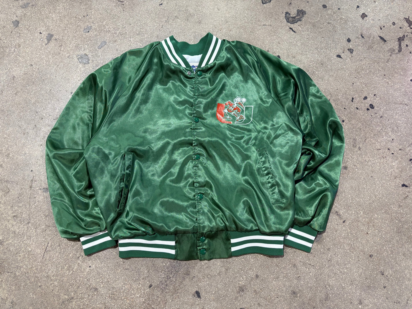 Chalkline Miami Hurricanes Satin Jacket - Green Size Large