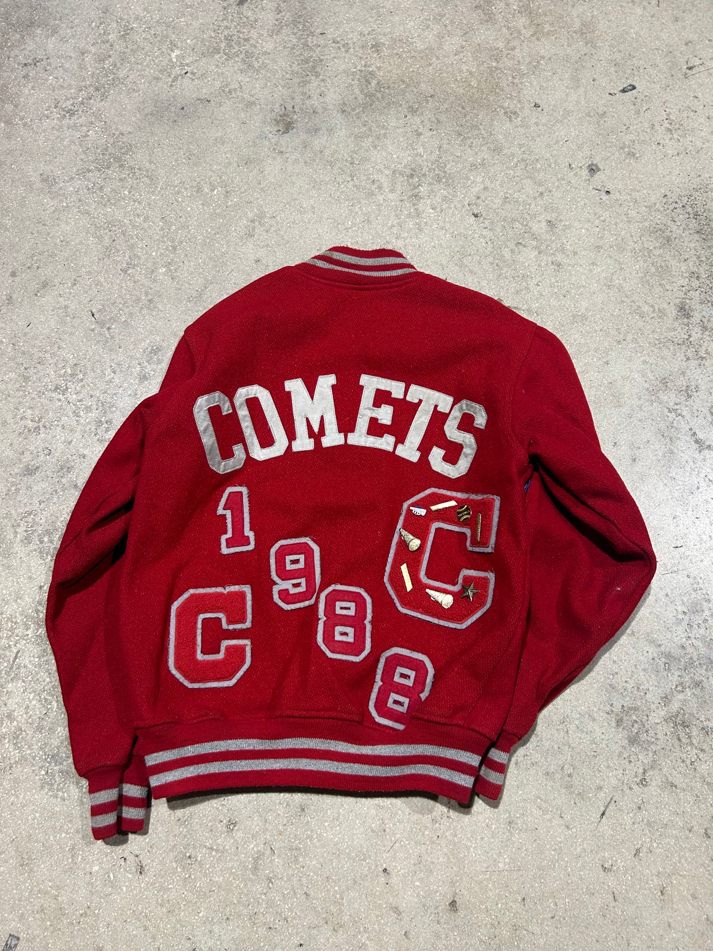 1988 Carthage Comets Varsity Jacket - Red Size Medium