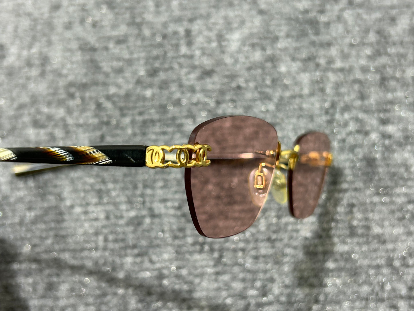 Chanel Rimless Sunglasses - Pink/Gold