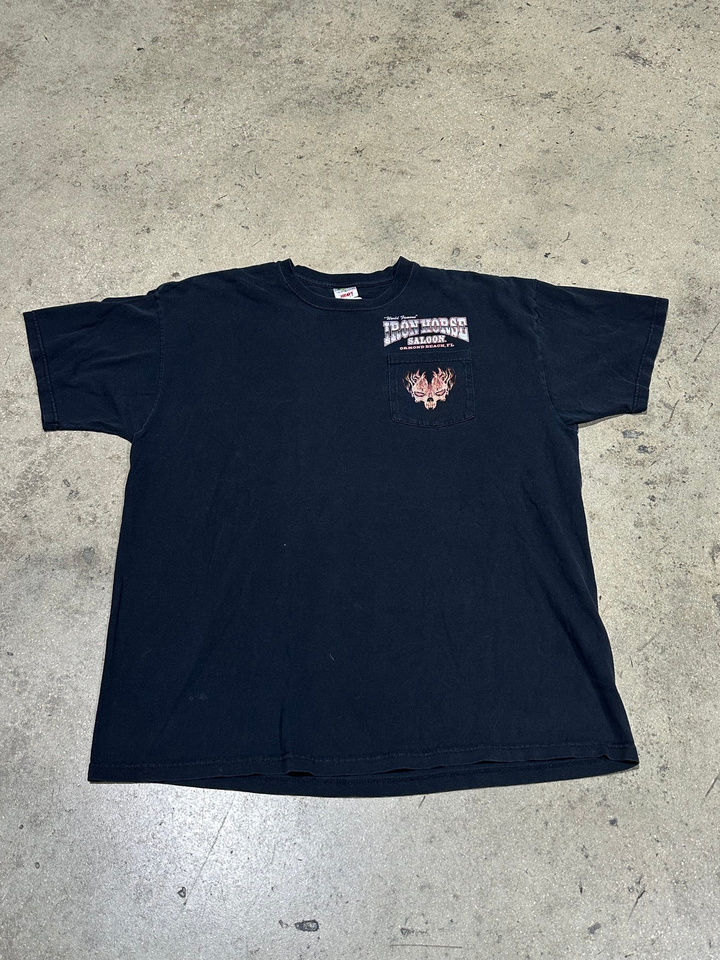 2008 Iron Horse Saloon Fire Skull Tee - Black Size XXL