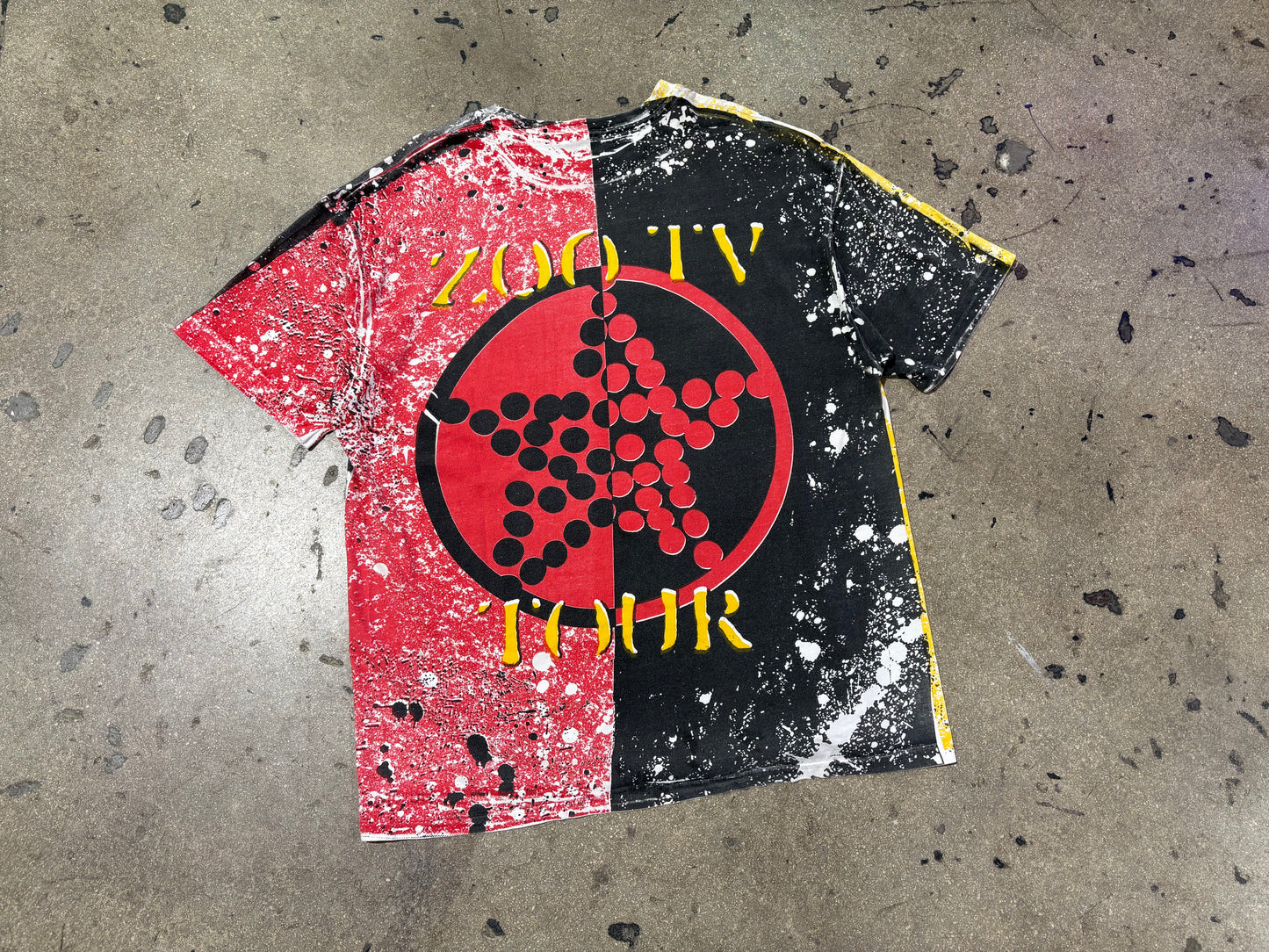 1991 U2 Achtung Baby Zoo TV AOP Tour Tee - Yellow/Black Size XXL