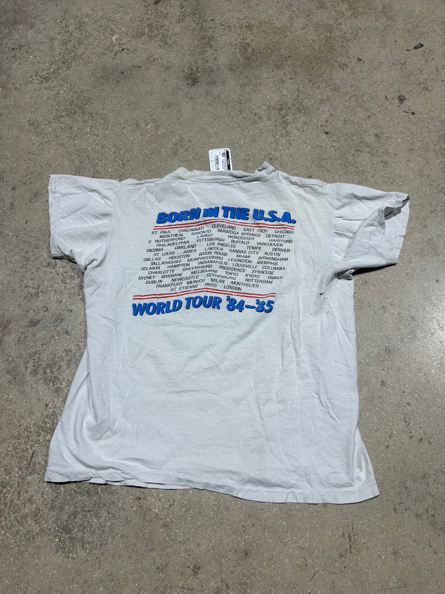 1984 Bruce Springteen Born In The USA Tour Tee - White Size Small