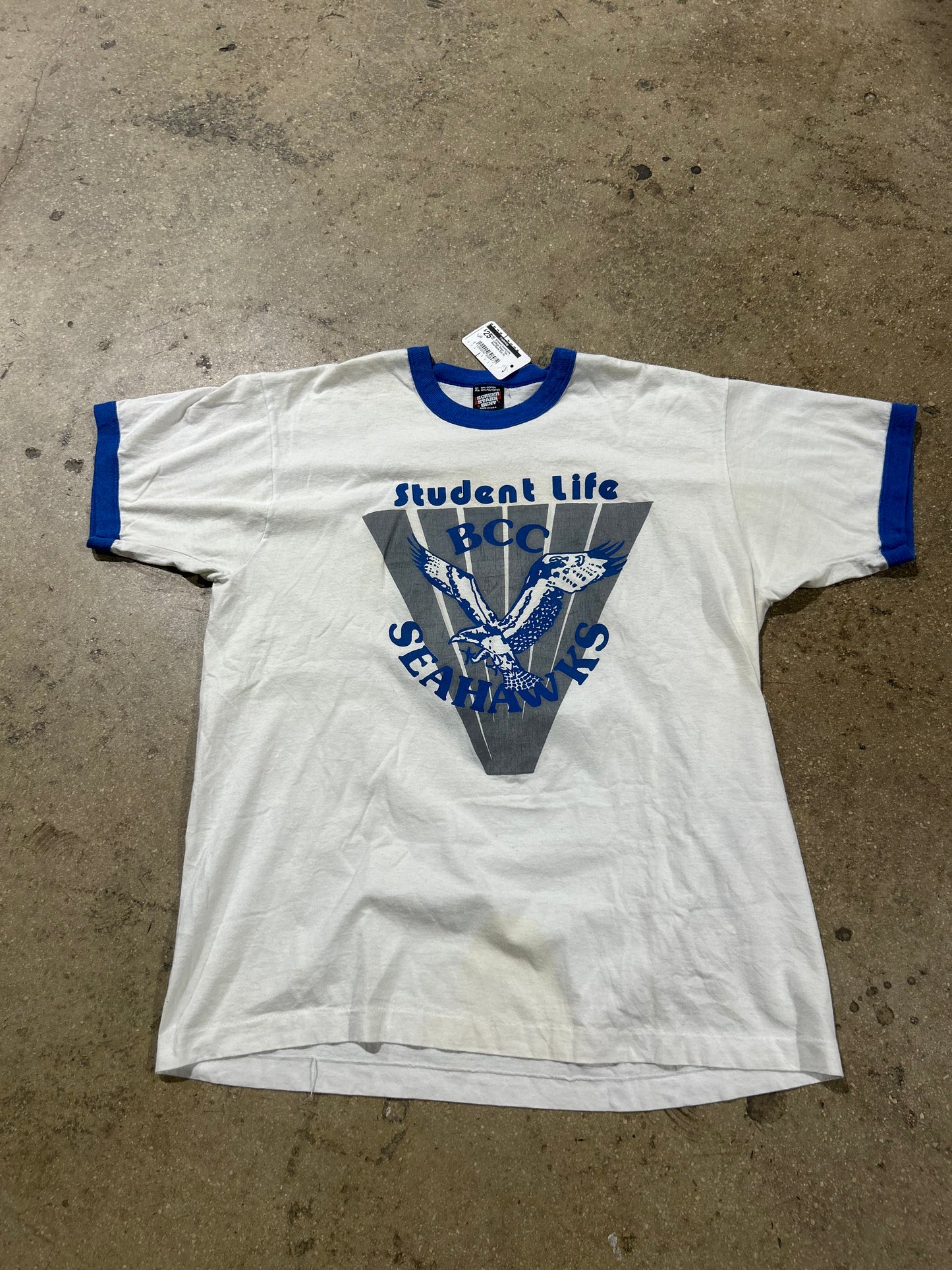 Broward Community College Ringer Tee - Blue/White Size XL