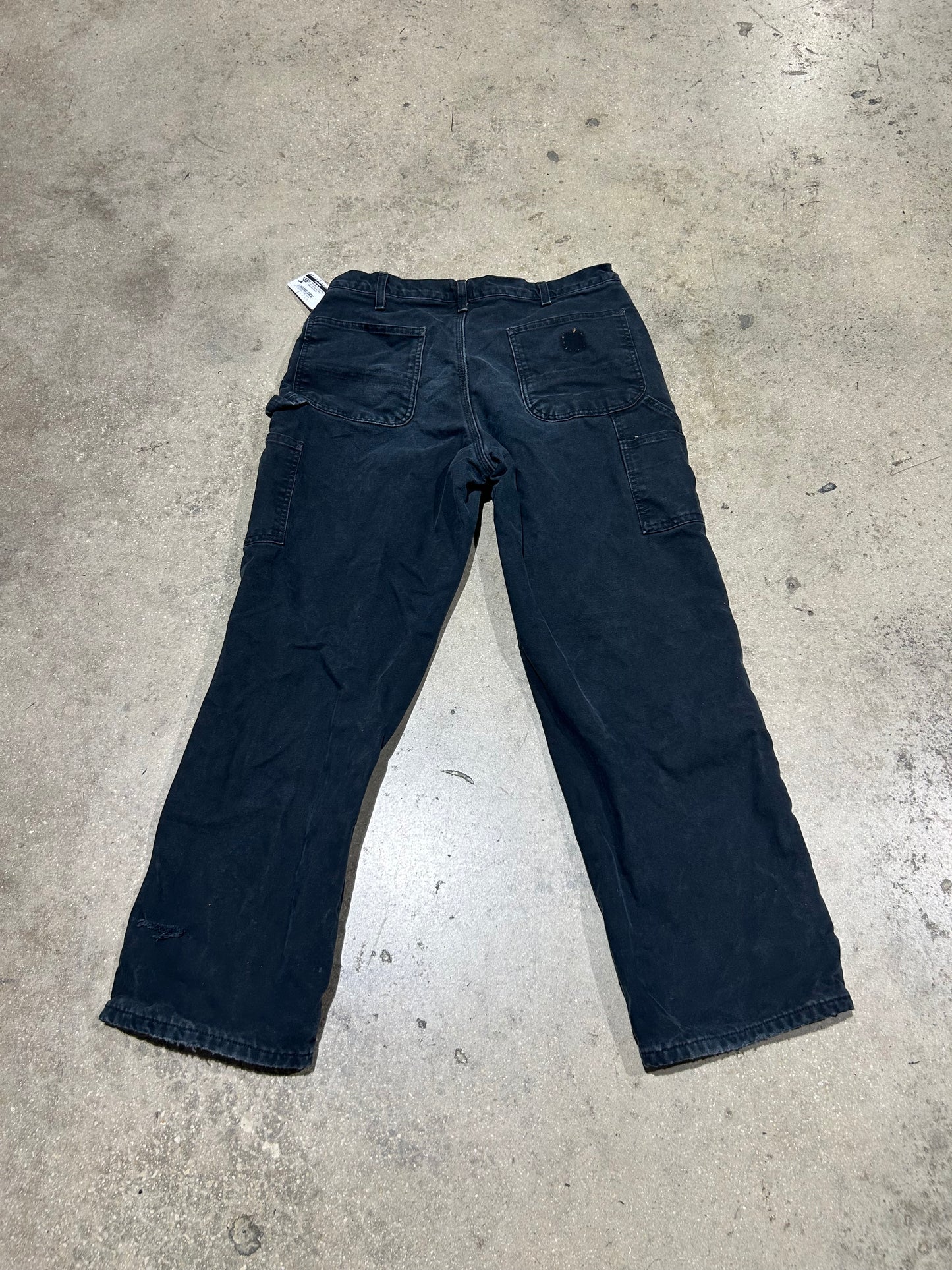 Distressed Carhartt Plaid Liner Carpenter Pants - Black Size 34x30