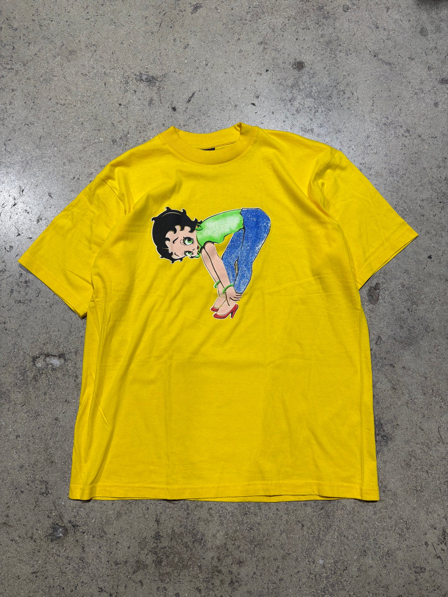 Betty Boop Bent Over Tee - Yellow Size Large