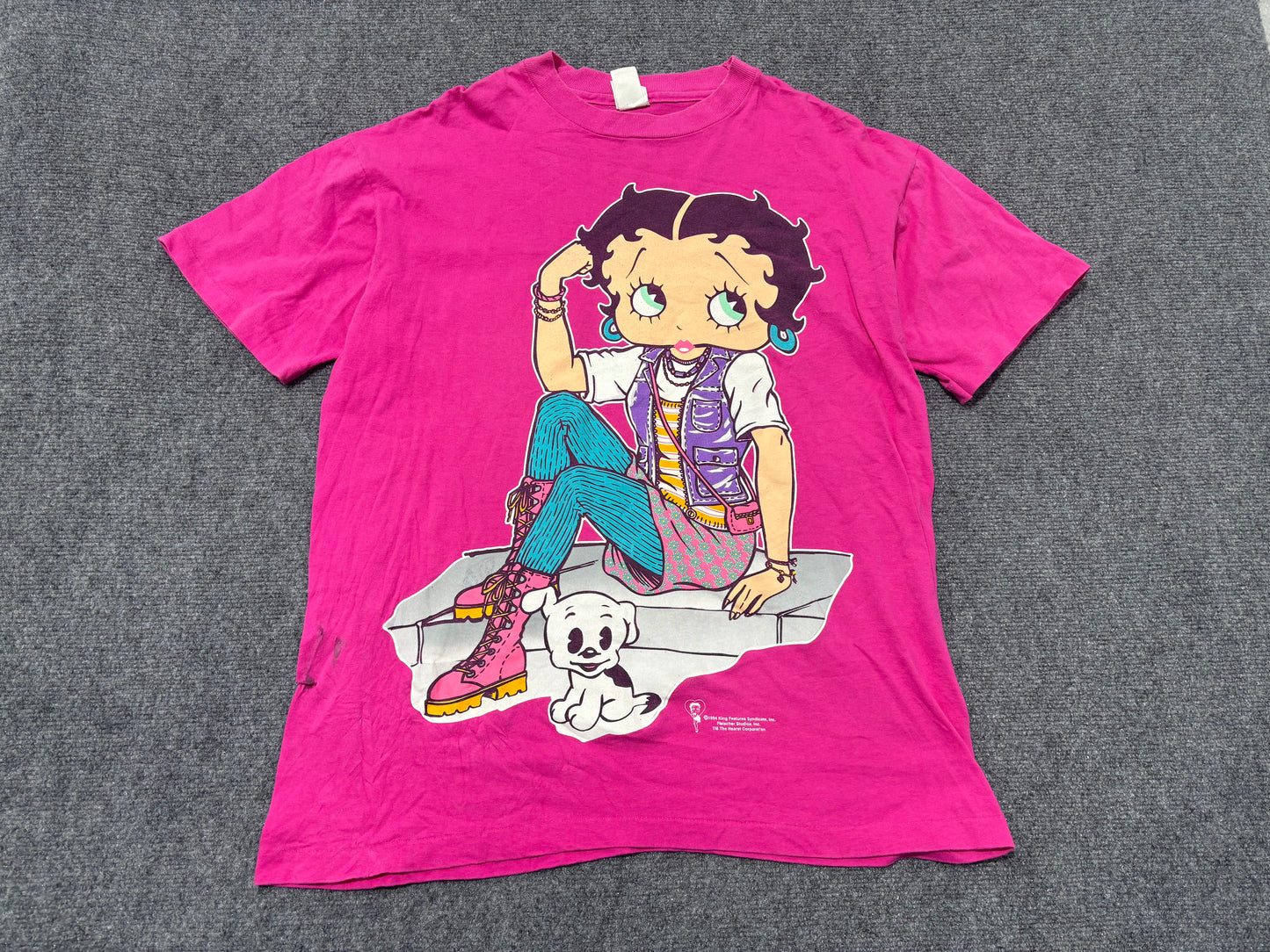 1994 Betty Boop On The Steps Tee - Pink Size Medium