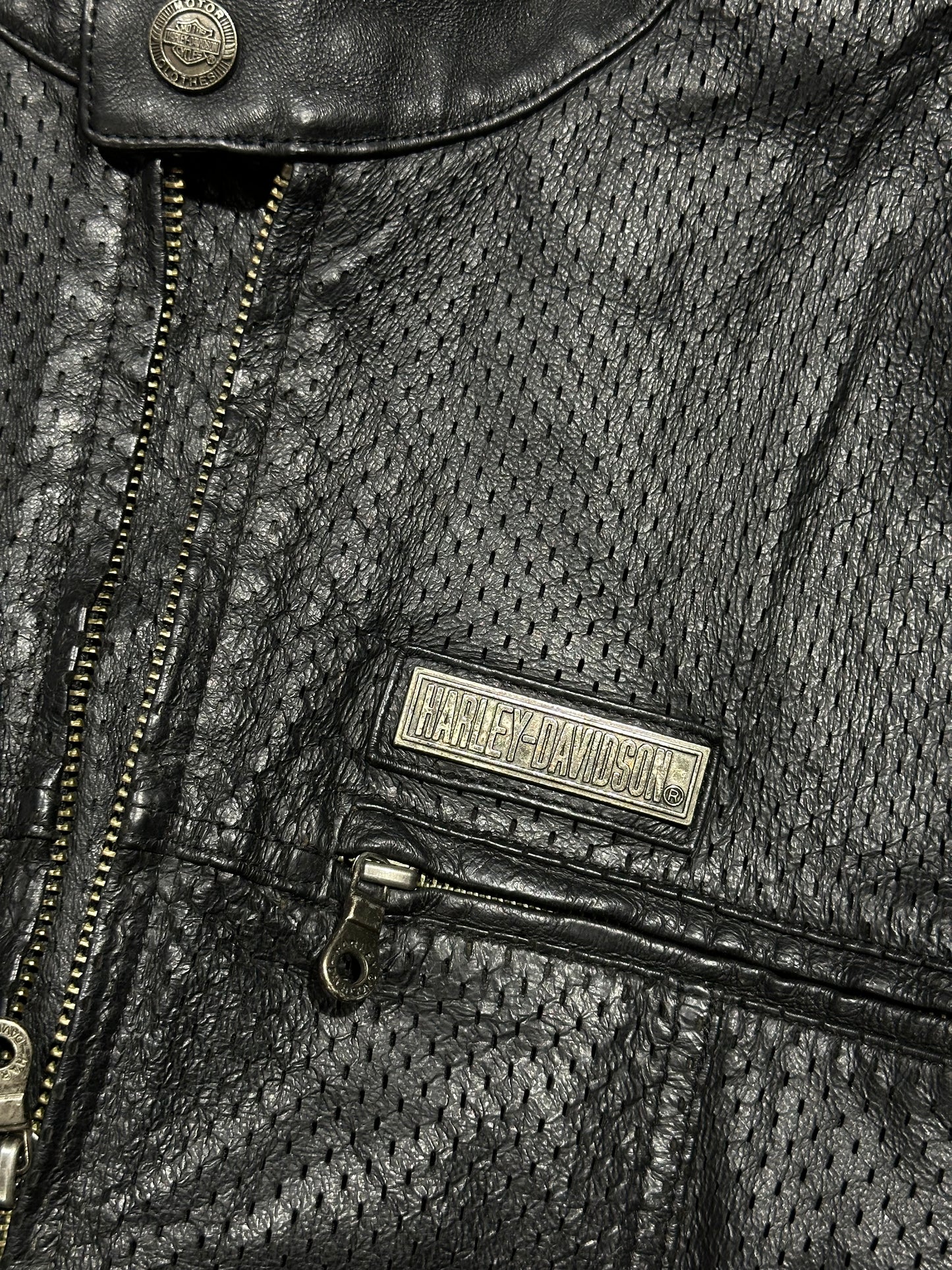 Harley Davidson Perforated Leather Jacket - Black Size XL