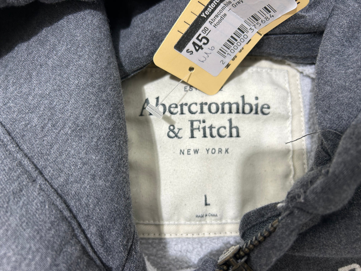 Abrecombie N Fitch Zip Up Hoodie - Gray Size Large