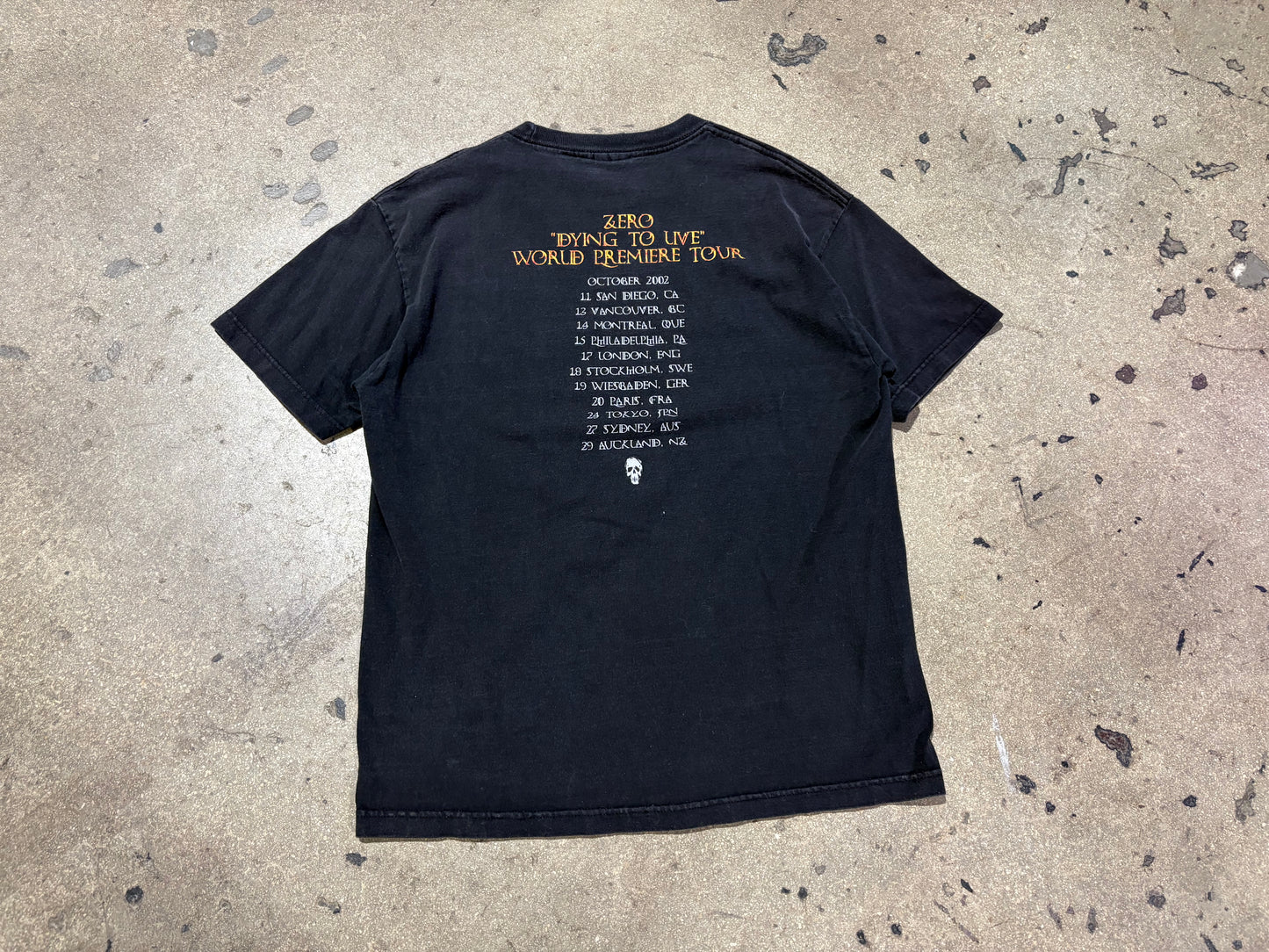 2002 Zero Dying To Live Tour Skate Tee - Black Size Large
