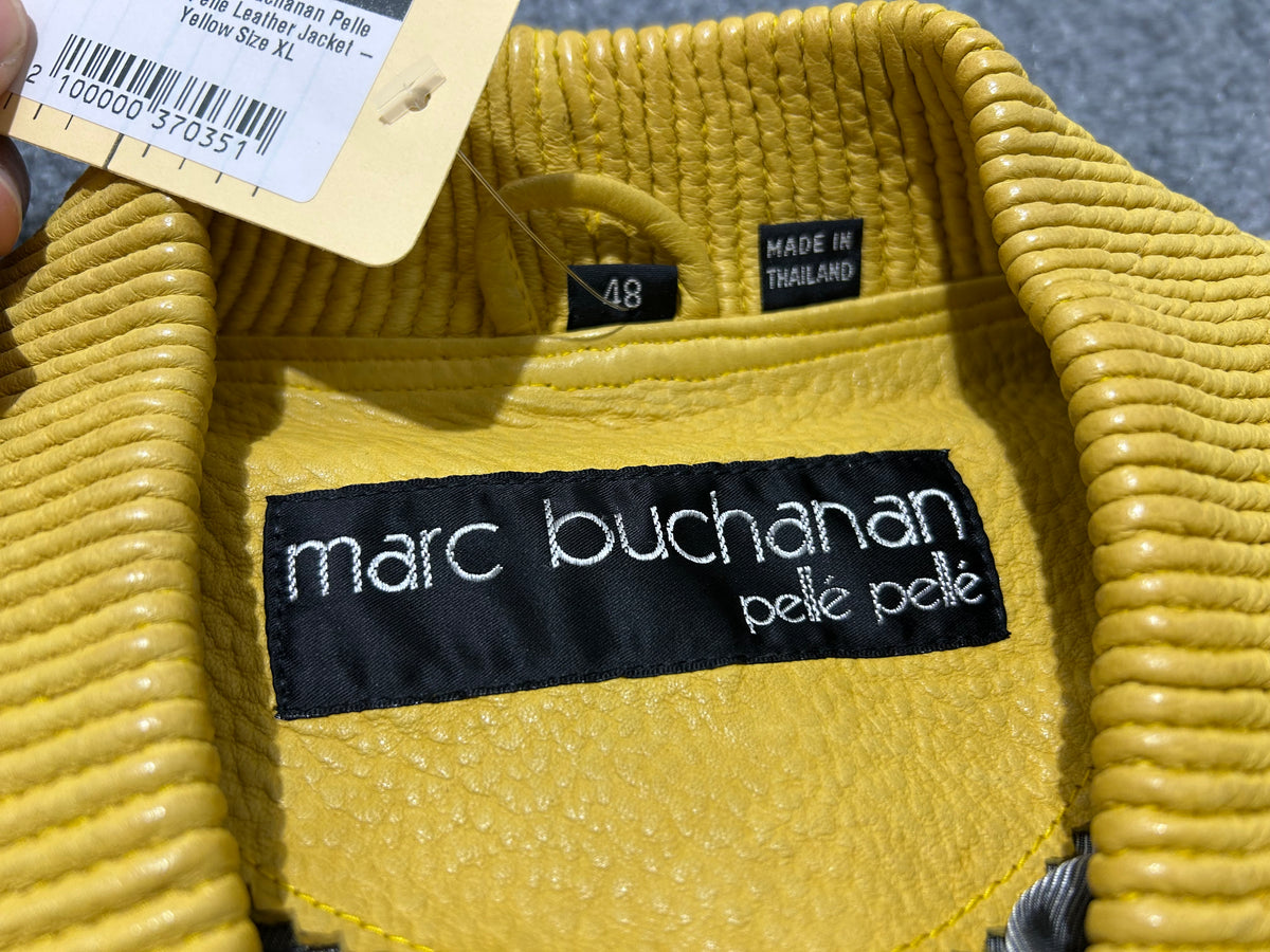 Marc Buchanan Pelle Pelle Leather Jacket - Yellow Size XL