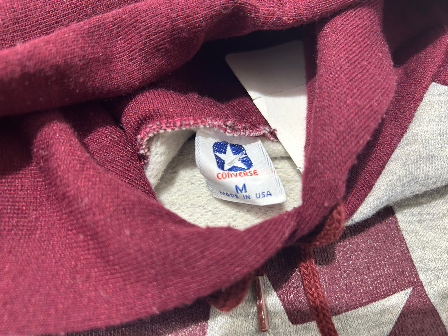 Converse One Star Hoodie - Burgundy/Gray Size Medium