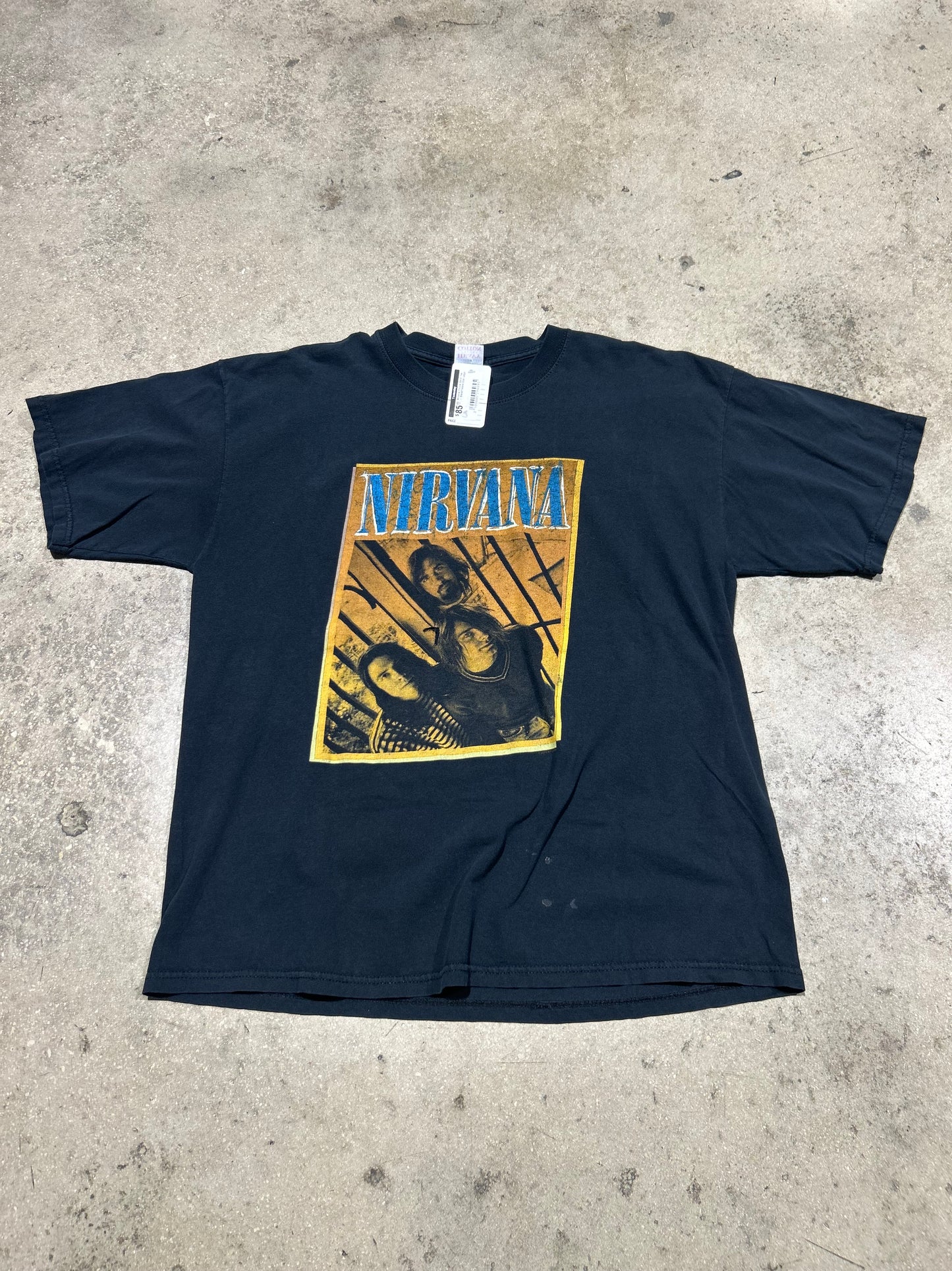 Nirvana Picture Band Tee - Black/Yellow Size Large