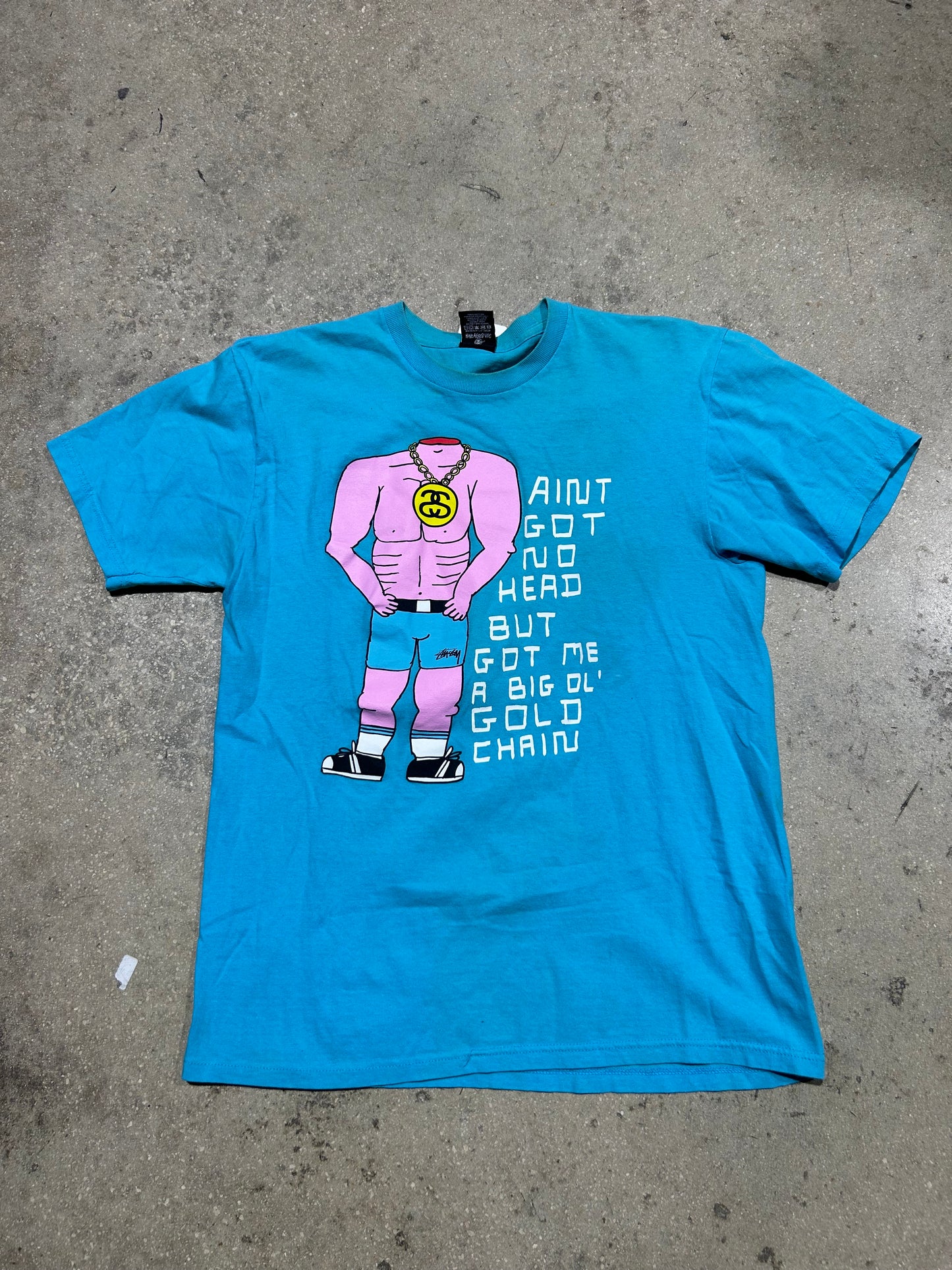 Stussy Got Me A Big Ole Chain Tee - Aqua Size Medium