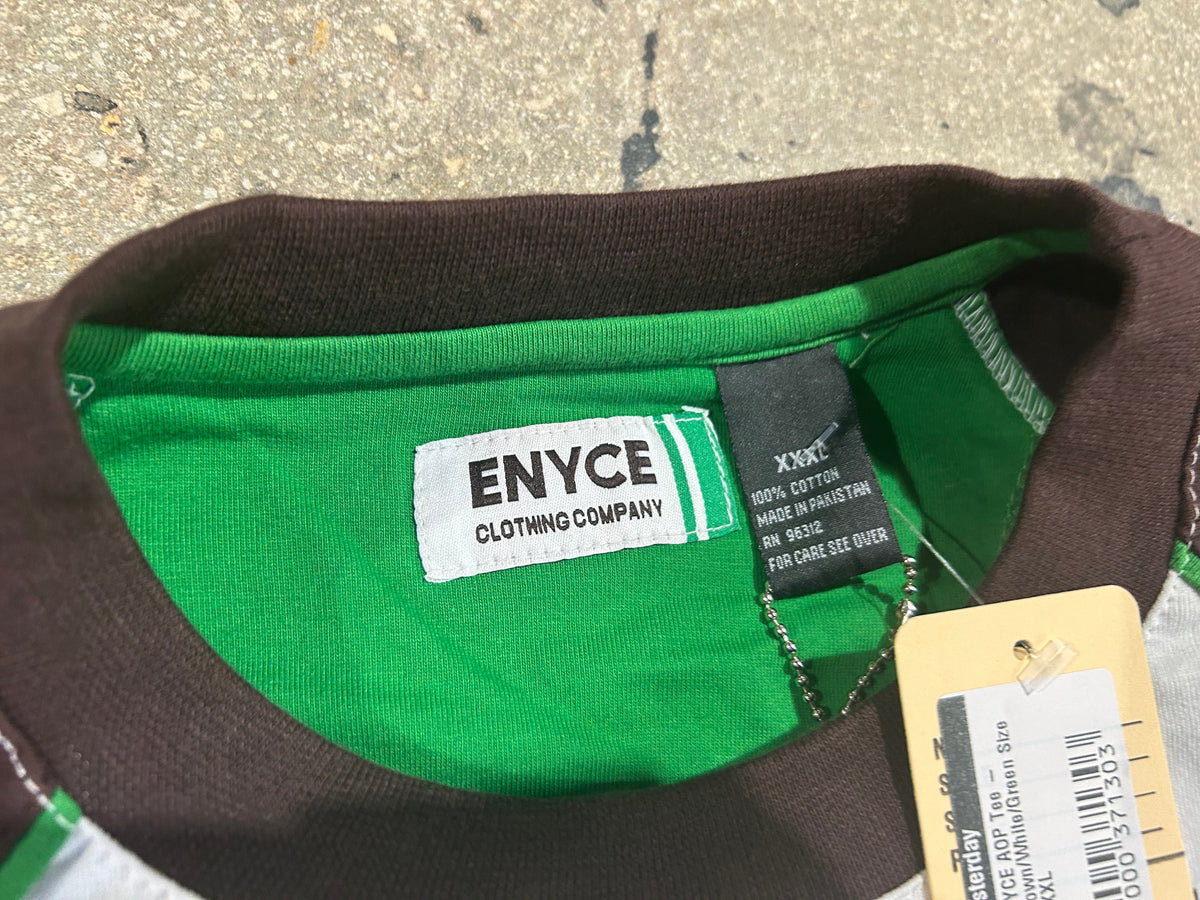 ENYCE AOP Tee - Brown/White/Green Size XXXL