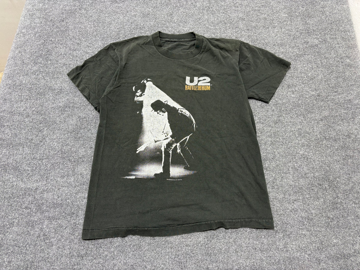 1988 U2 Rattle and Hum Tee - Faded Black Size Large