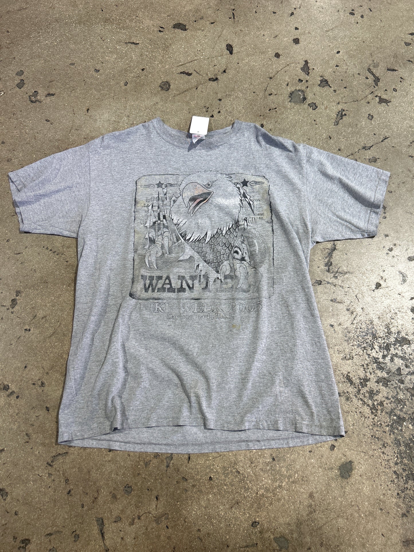 2005 Eagle Wanted Daytona Bike Week Tee - Grey Size XL (24x30.5)