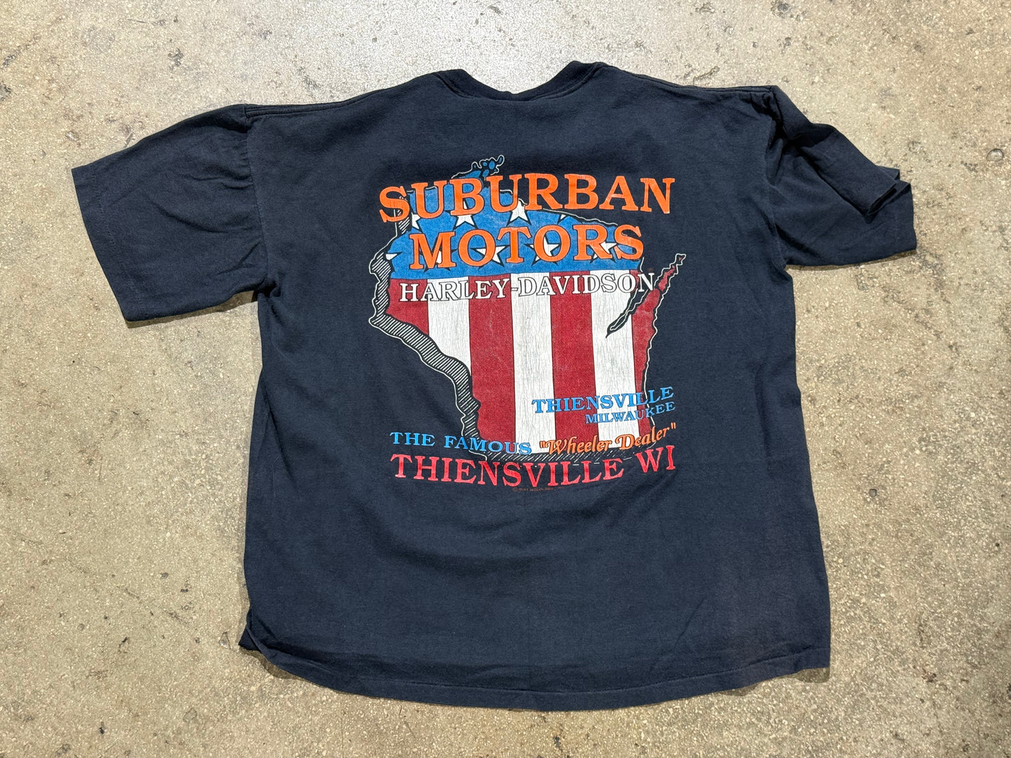 1991 Harley Davidson Lone Wolf Suburban Motors Tee - Black Size Large