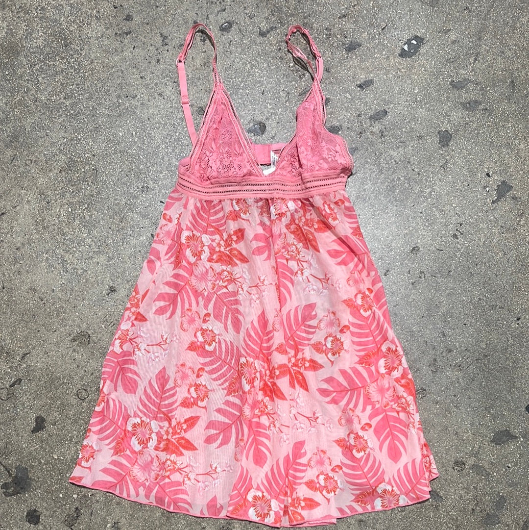 WMNS Tropical Lingerie Slip Dress - Pink Size Medium