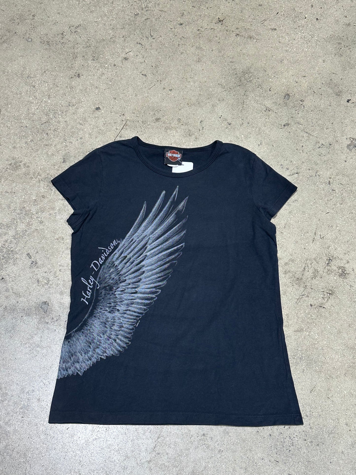 Women's 2008 Harley Davidson Wing Tee - Black Size Small