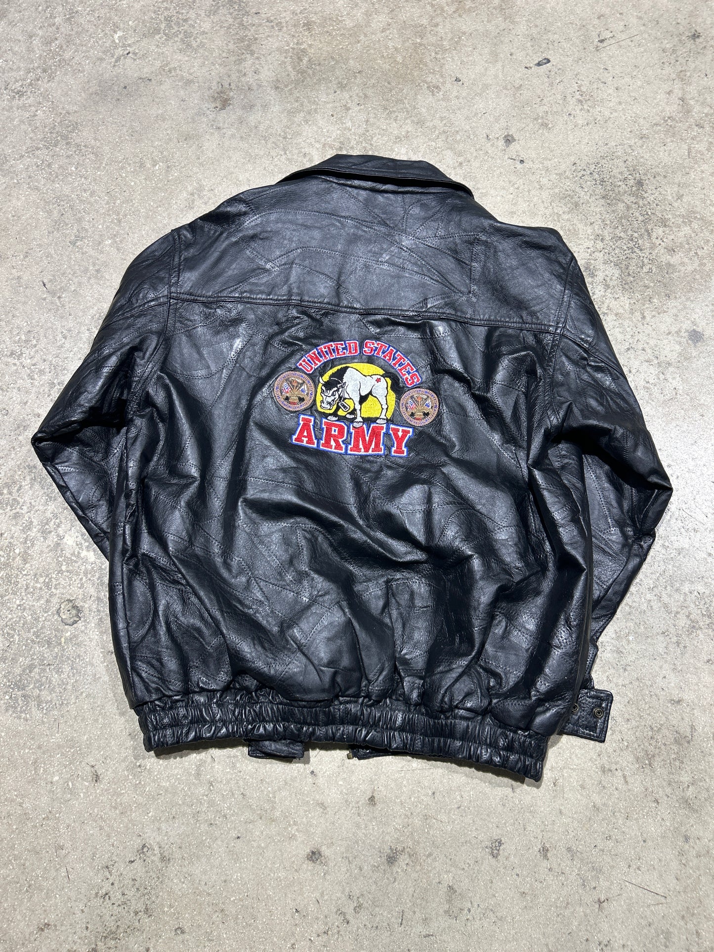 United States Army Leather Jacket - Black Size XXL