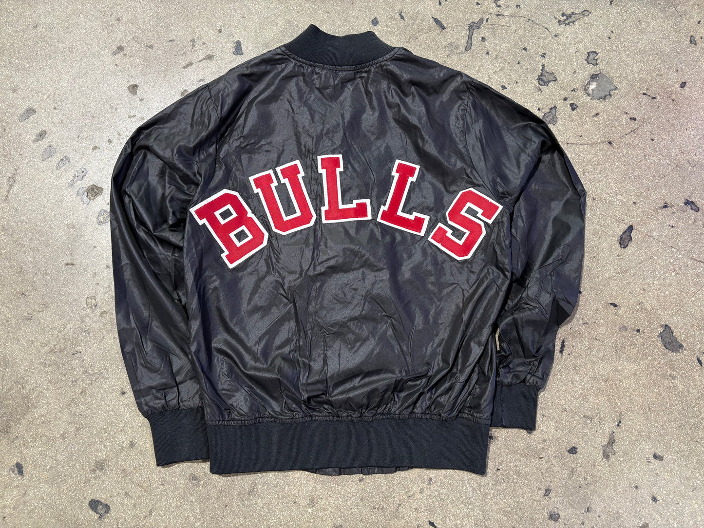 Chalkline Chicago Bulls Nylon Varsity Jacket - Black Size Small