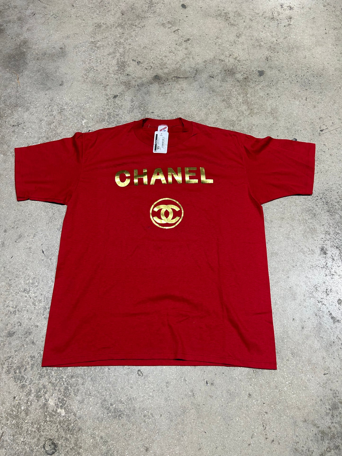 Bootleg Chanel Tee - Red/Gold Size XL