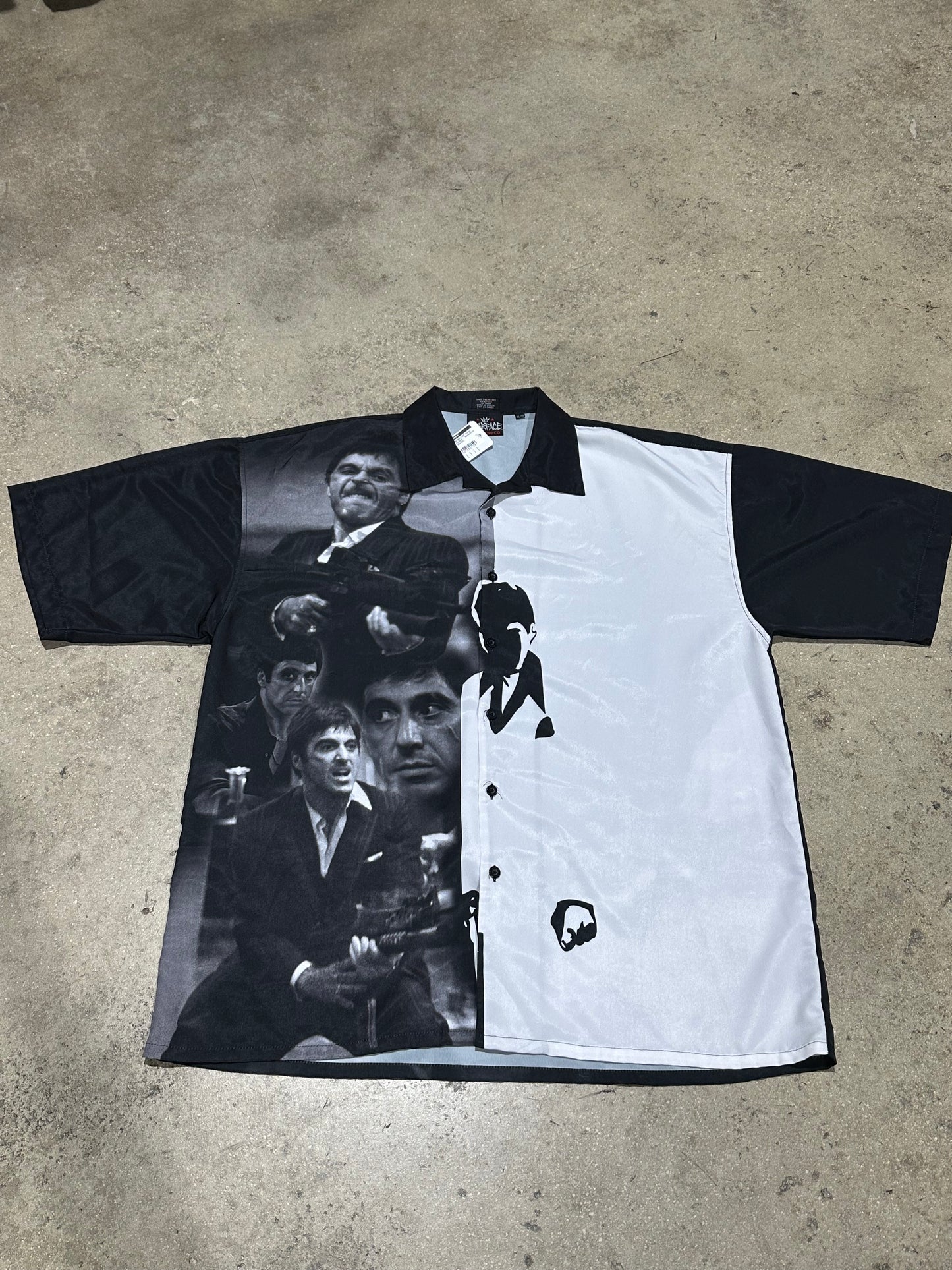 Scarface AOP Button Up Shirt - White/Black Size XXL