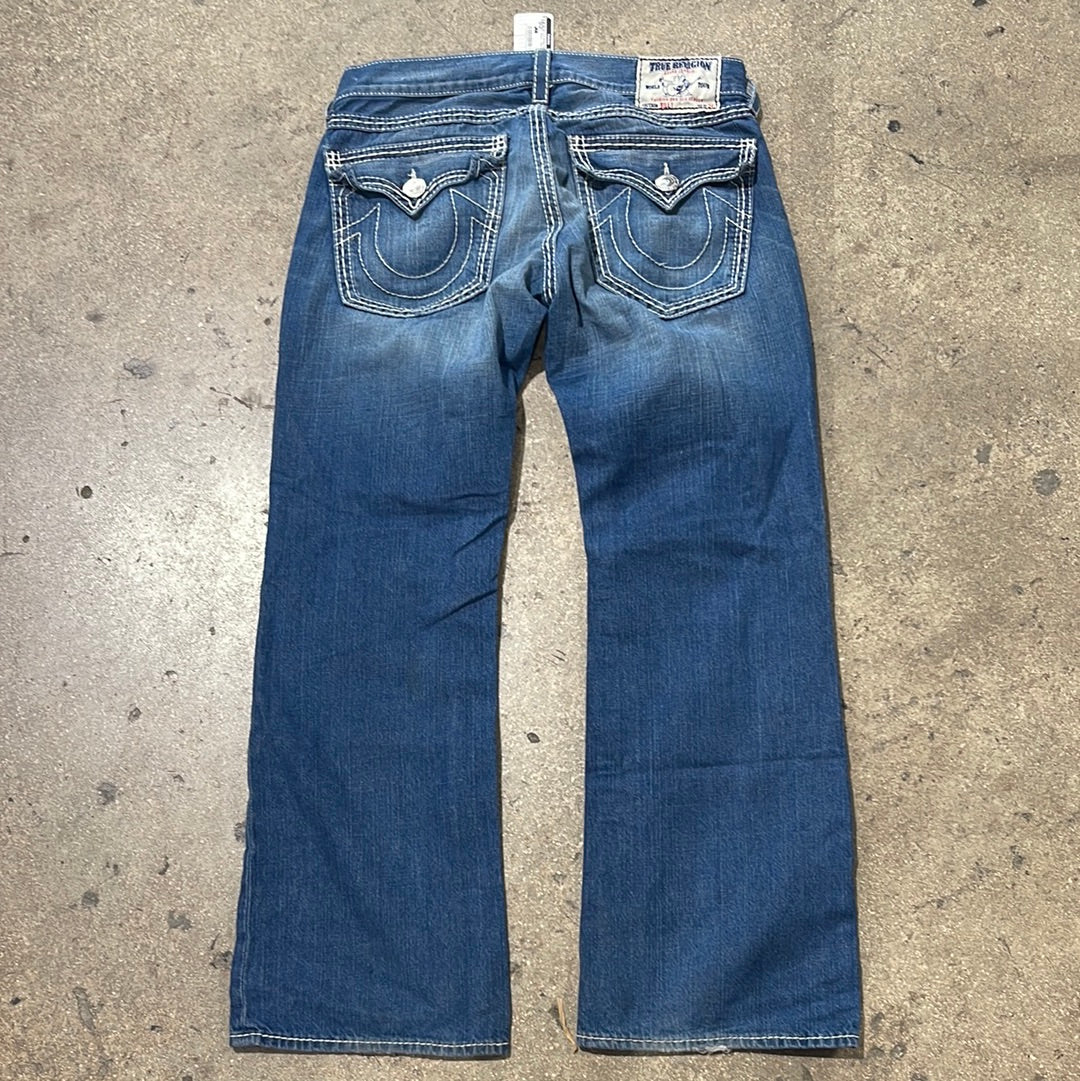 True Religion Baggy Flare Denim - Blue Size 36x33