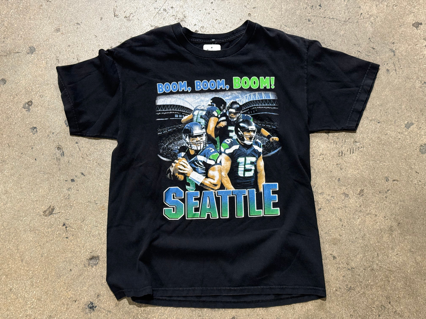 Bootleg Seattle Seahawks Boom Boom Boom Tee - Black Size Large