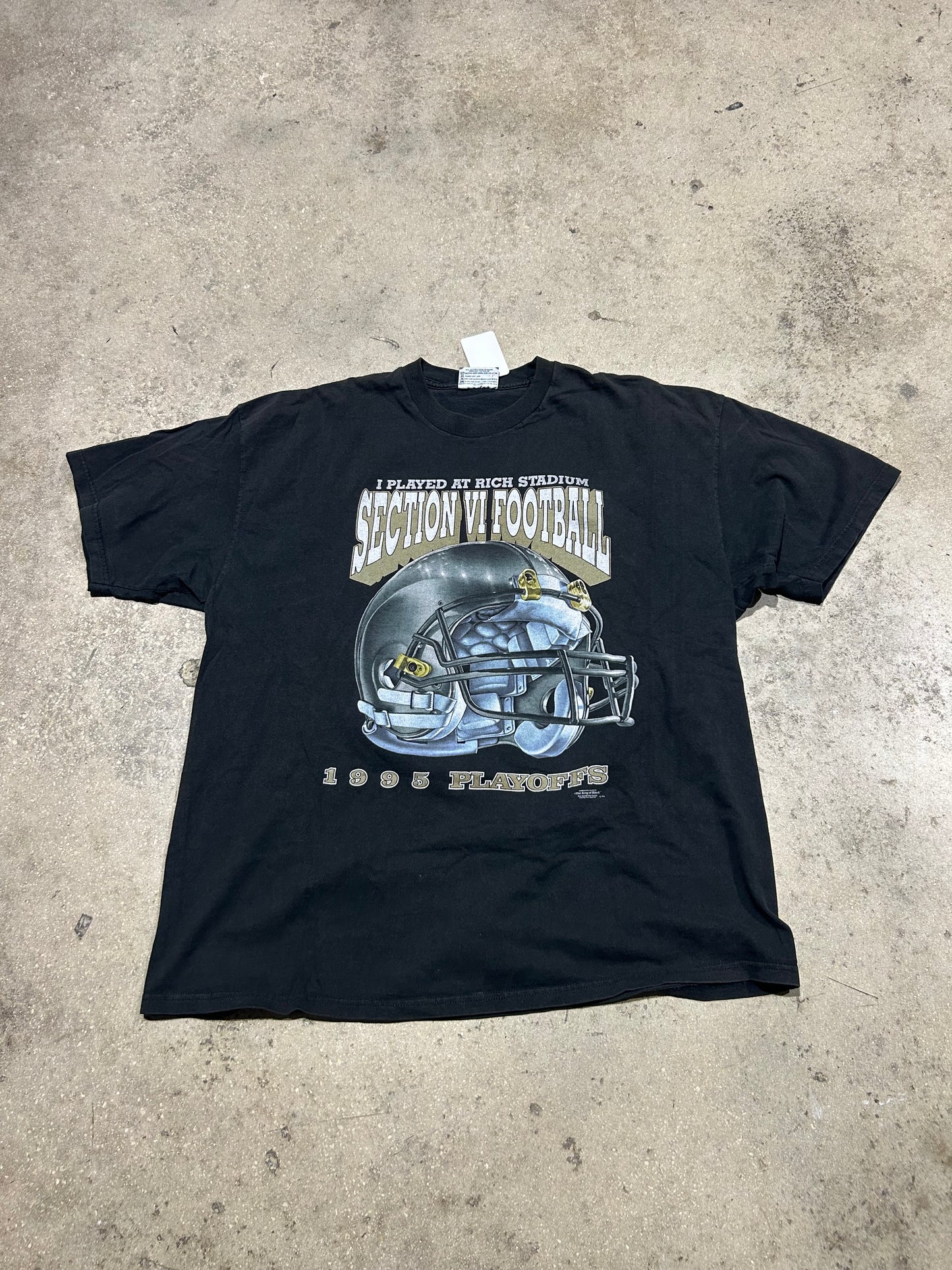 1995 Rich Stadium High School Football Helmet Tee - Black Size XXL