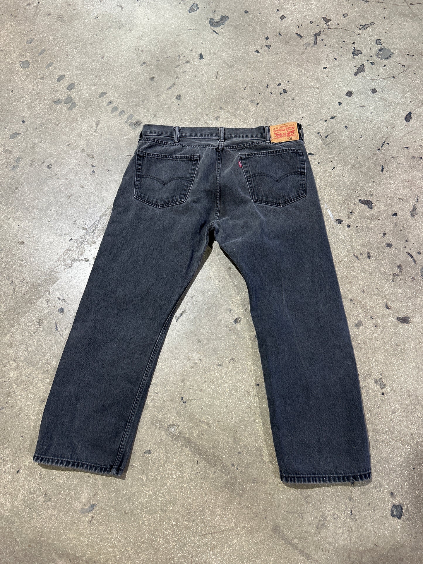 Levi's 505 Straight Leg Denim Jeans - Black Size 38x29
